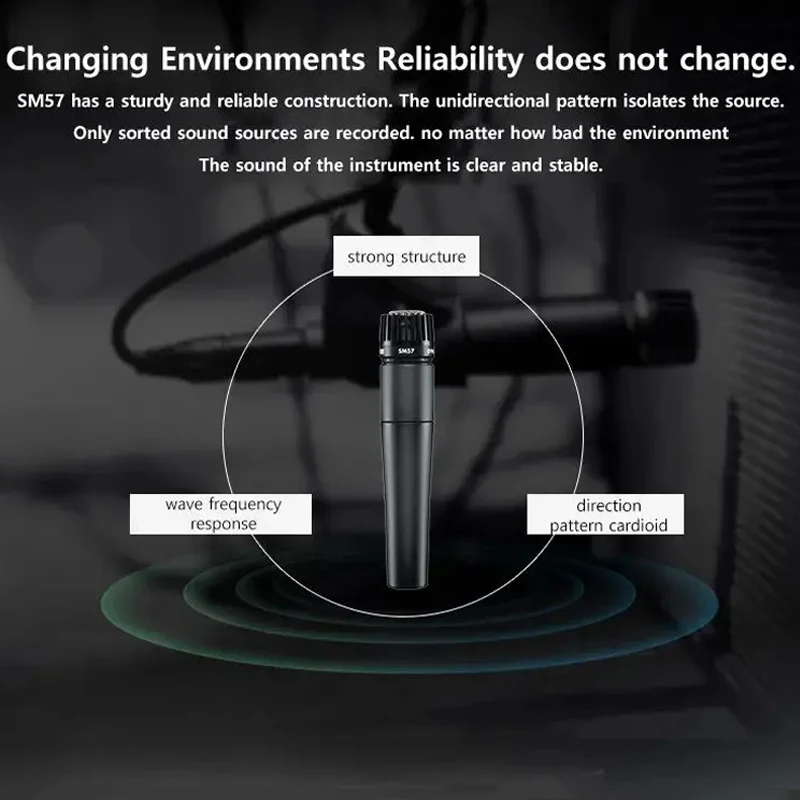 Micrófono dinámico cardioide SM57 de Metal para cantar en escenario, micrófono profesional con cable para Shure Karaoke, grabación de voz BBOX - imagen 5