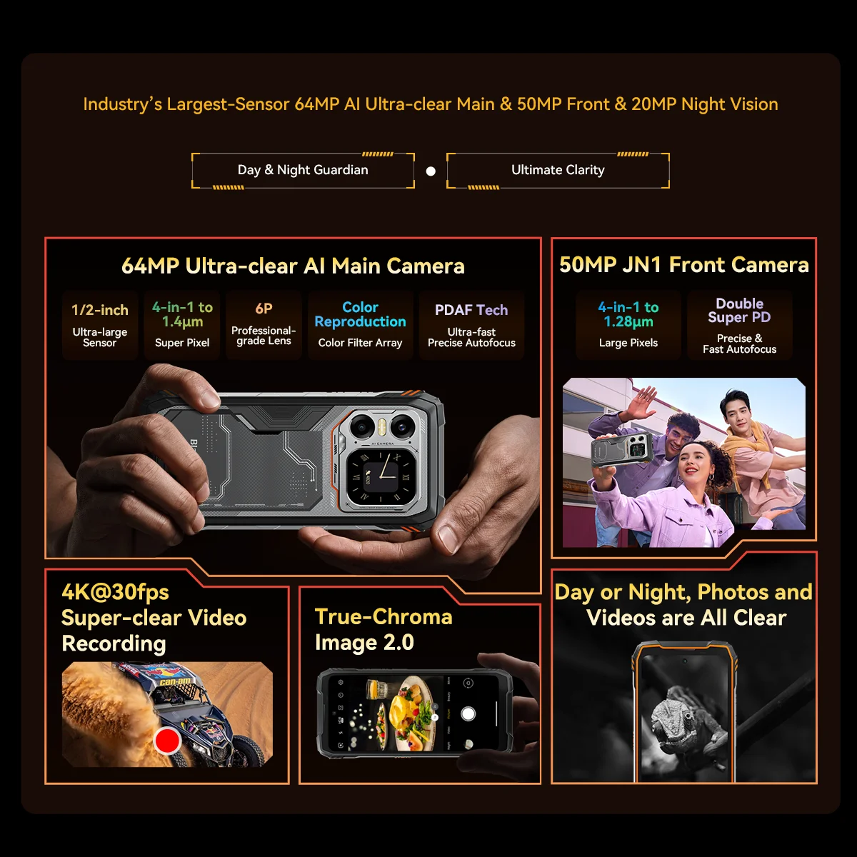 Blackview XPLORE 1 Teléfono móvil para exteriores, teléfono inteligente resistente resistente al agua 5G Android 15, pantalla de 6,78 pulgadas 2,4 K, 16 GB + 512 GB, 20000 mAh - imagen 3