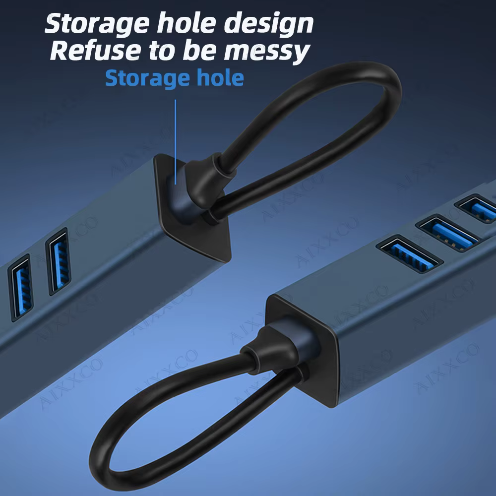 Hub USB 3.0 de aluminio con RJ45 – Extensor y divisor de puertos