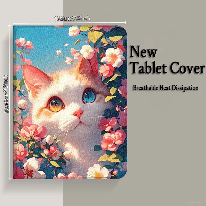 Hermosa flor gato arte para Samsung Galaxy Tab S9 S10 S6 S7 S8 FE Plus Lite pulgadas funda plegable para tableta - imagen 4