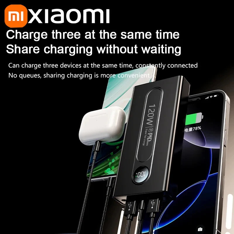Xiaomi 200000 mAh PowerBank de alta capacidad pantalla Digital LED PowerBank 120W batería de carga súper rápida para IPhone Samsung Huawei - imagen 5