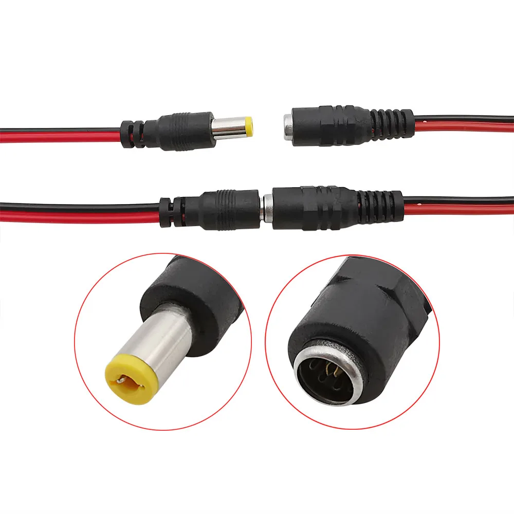10 Uds 5,5mm x 2,1mm macho hembra conector de clavija de alimentación CC cable en espiral 12V 1A para cámara de seguridad CCTV 25cm de longitud - imagen 3
