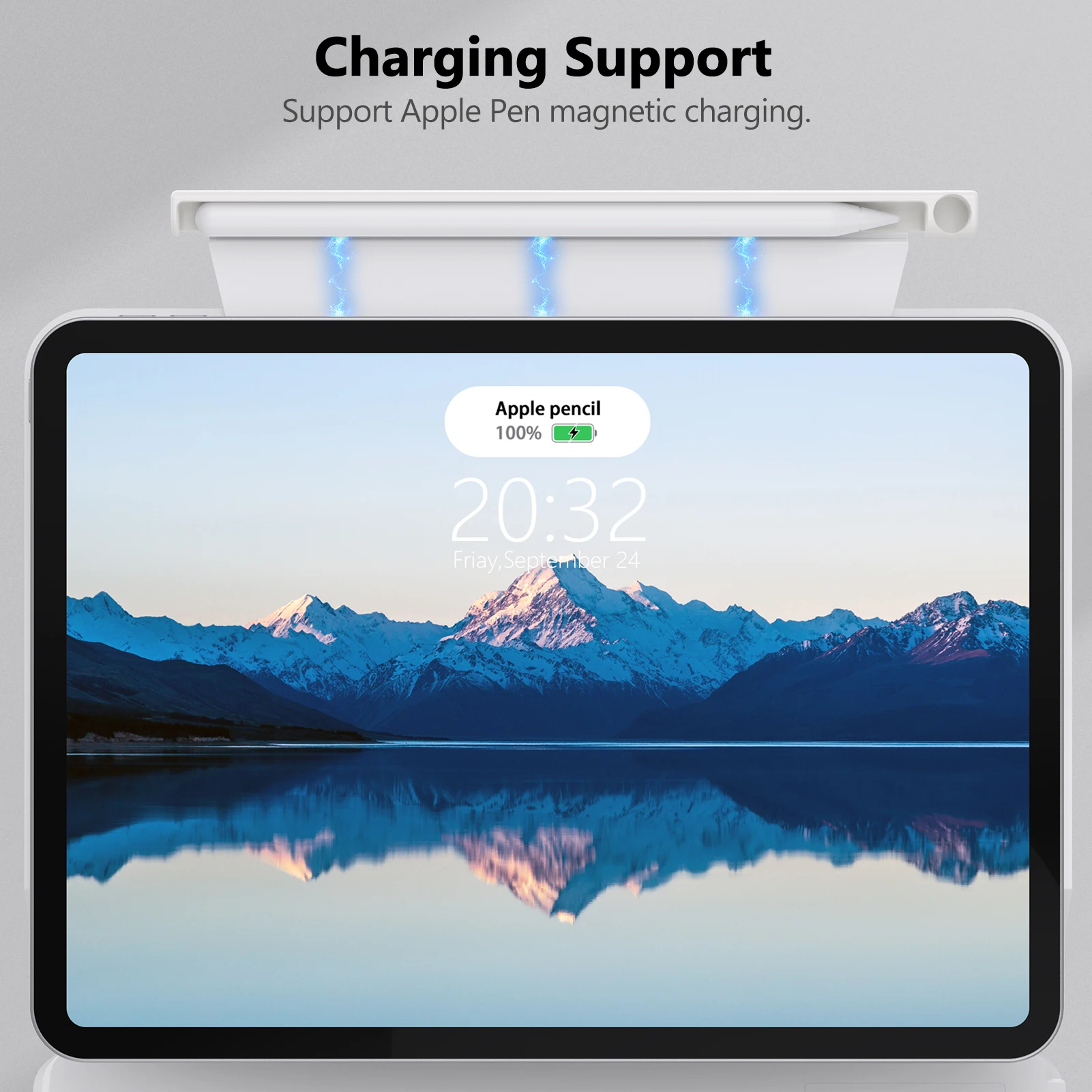 Folio de teclado mágico inteligente para Apple y GOOJODOQ, teclado mágico, Folio inteligente magnético para Apple Pencil 1, 2 soportes - imagen 4