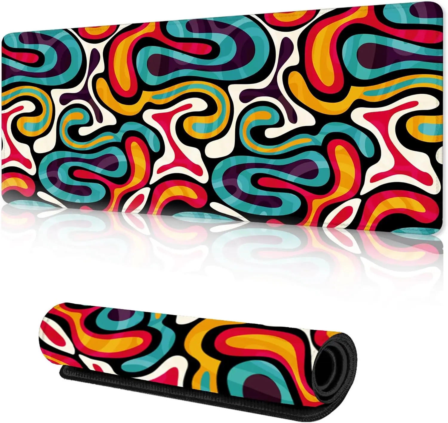 Alfombrilla de ratón grande para juegos con grafiti brillante, alfombrilla de escritorio extendida XXL para oficina, computadora, teclado con Base antideslizante cosida - imagen 4