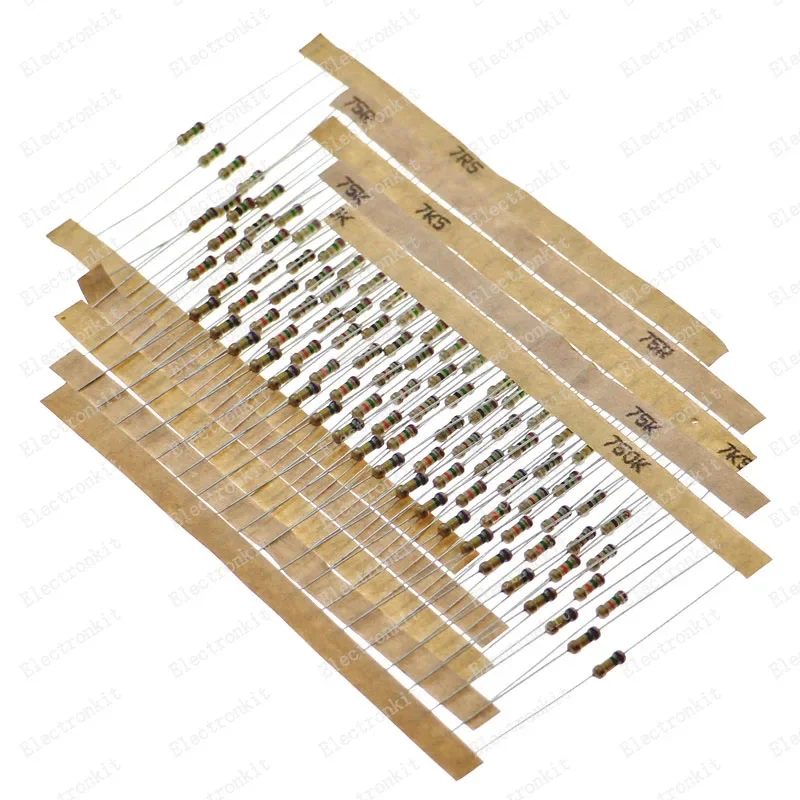 1000 unids/lote 1/4W 0,25 W resistencia de película de carbono kit surtido 2,2 ohm -2,2 M ± 5% paquete de resistencias - imagen 5