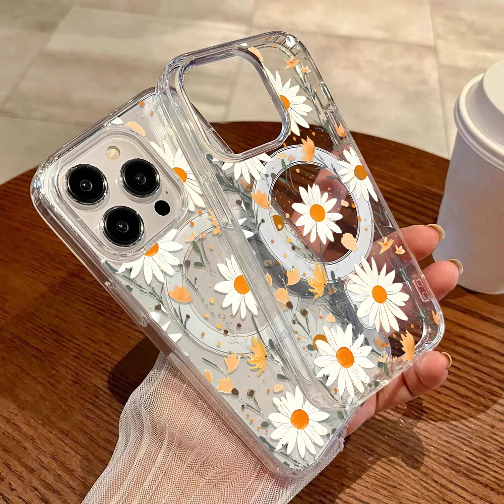 Funda de silicona magnética para Samsung A56 5G A55 A54 A16 A15 A36 A26 A35 S24 Ultra S25 Edge S23 FE S22 A06 A25 Funda de flores - imagen 5