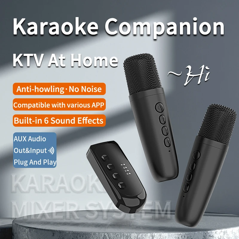 VAORLO-AMPLIFICADOR inalámbrico de bobina móvil para Karaoke, Sistema mezclador KTV DSP de 5,3 MM, con Bluetooth 3,5, AUX, tipo C, DS-K1