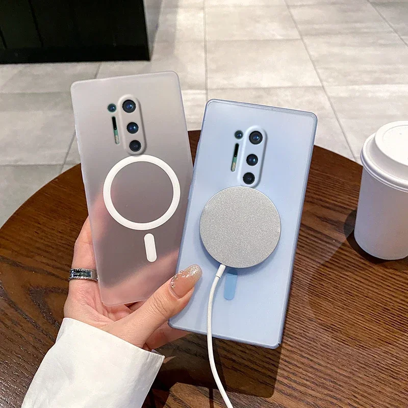 Para funda Magsafe para OnePlus 8 Pro One Plus 8 Pro carga inalámbrica magnética cubierta trasera dura mate funda de teléfono de lujo - imagen 2