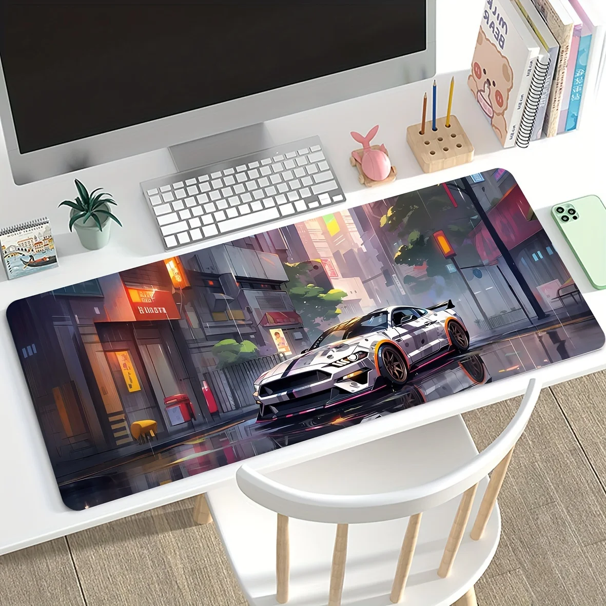 Alfombrilla de ratón grande de Anime Cool Doodle, alfombrilla de escritorio para coche deportivo, accesorios para juegos, alfombrilla antideslizante para mesa, alfombrilla para teclado de escritura, velocidad