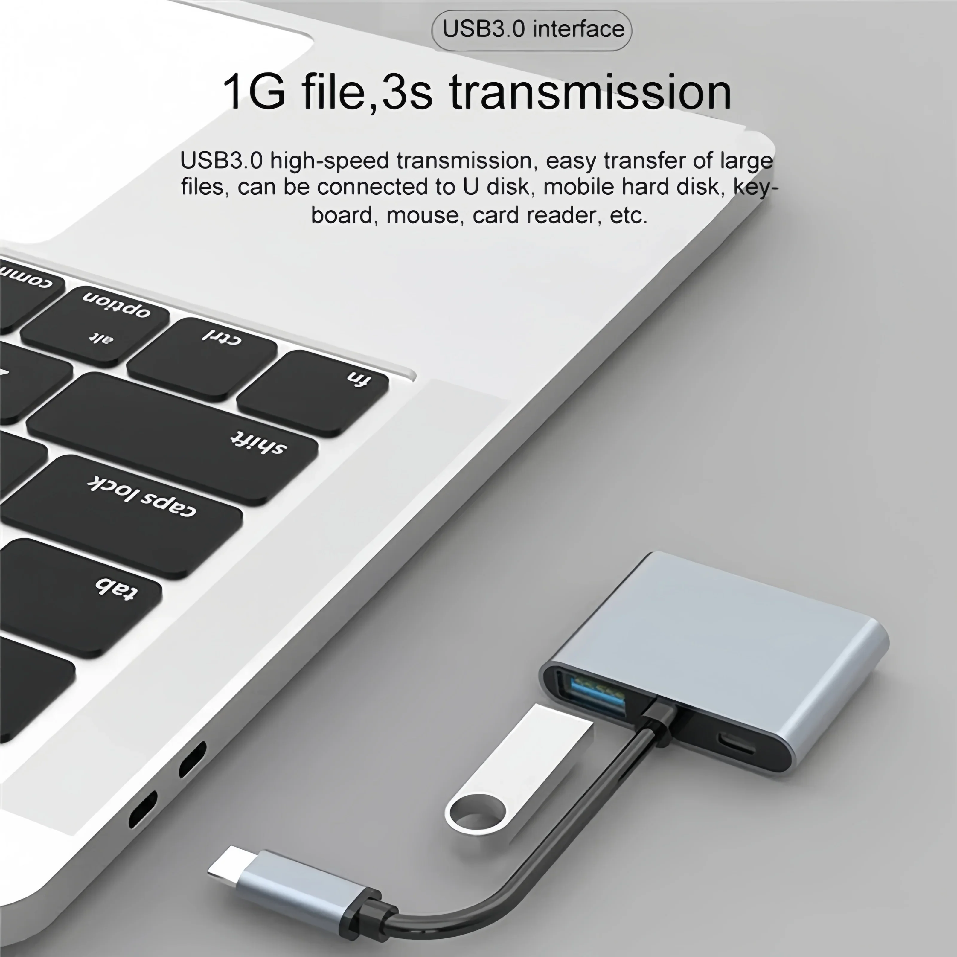 Estación de acoplamiento USB C 4 en 1, adaptador Dual HDMI 4K @ 60Hz, concentrador USB 3,0 tipo C a HDMI, adaptador divisor USB C OTG para ordenador portátil y Macbook - imagen 2