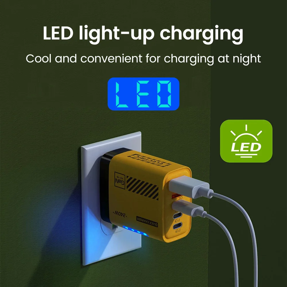 Cargador rápido de 240W tipo C carga rápida 3,0 5 puertos USB C adaptador de cargador de pared para iPhone 15 16 Samsung Xiaomi PD cargador rápido USB - imagen 2