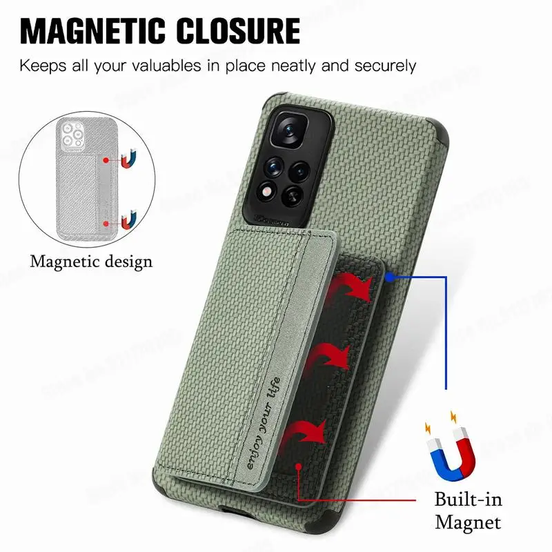 Funda de teléfono con tapa magnética para Redmi Note 11S, 11 Pro, 10 Pro, 10X, 11, 4G, tarjetero - imagen 4