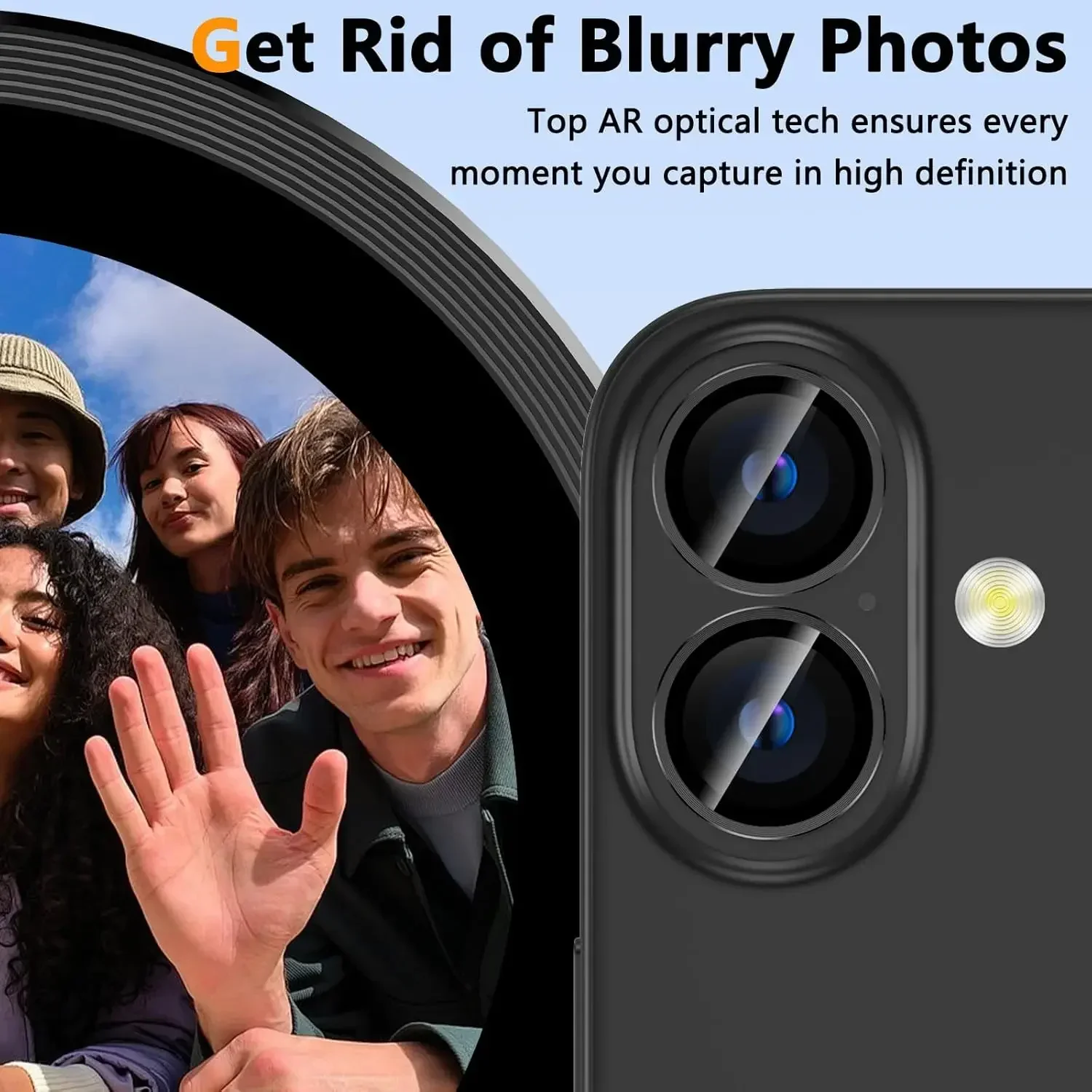 Cubierta protectora de lente de cámara negra para IPhone 16 Pro Max 15 Plus 14 13 Mini 12 16Plus accesorios de protección de vidrio templado para teléfono - imagen 4