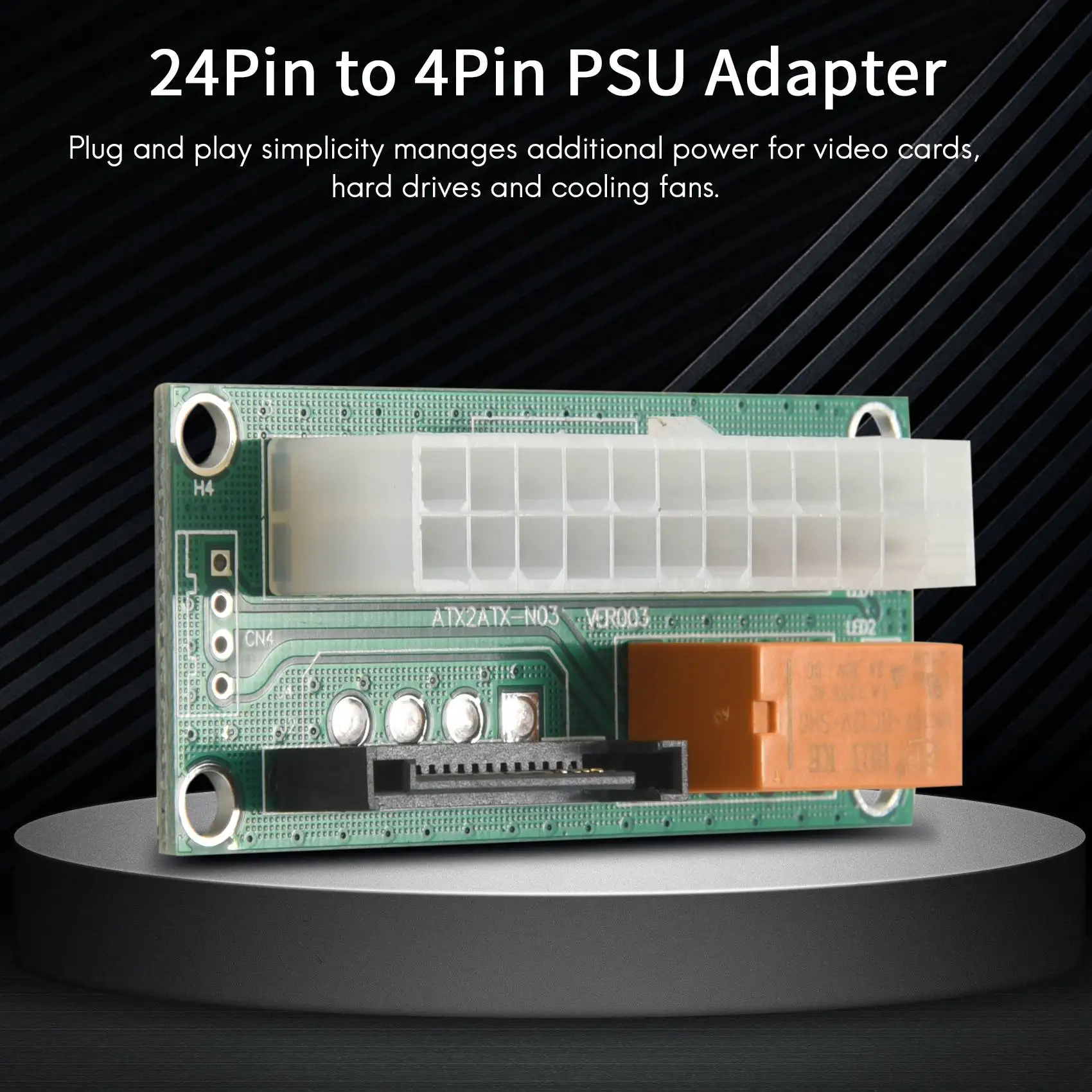 SuperDeals-placa de alimentación Dual PSU, adaptador de fuente de alimentación múltiple Add2Psu con conector Sata ATX de 24 pines a 4 pines para minero de Bitcoin - imagen 5