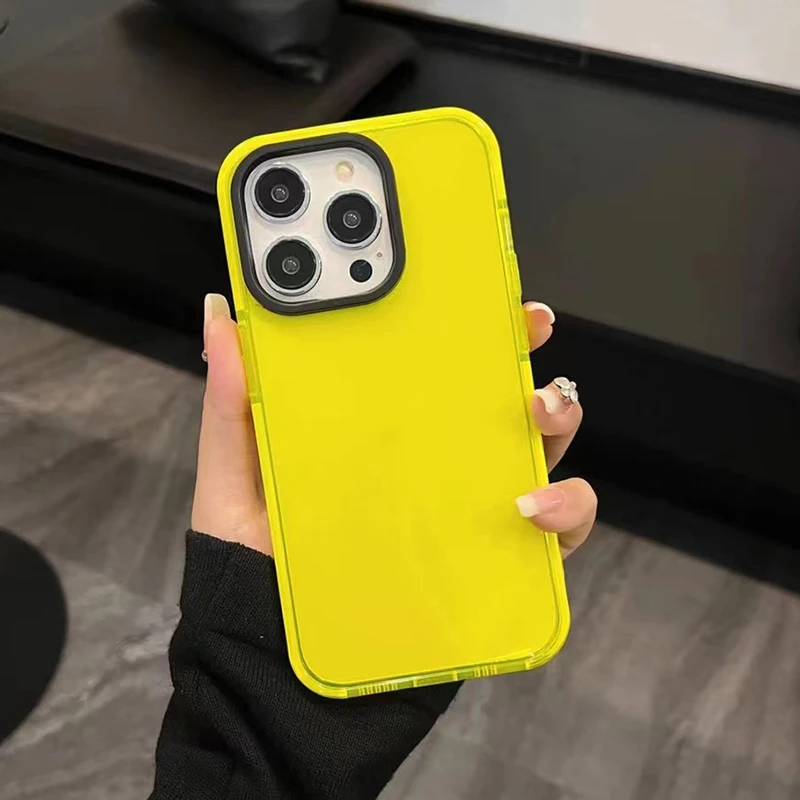 Funda de teléfono de Color fluorescente neón para iPhone 17 16 15 14 Pro Max Air 16e 11 12 13 Mini marco cubierta protectora de silicona - imagen 4