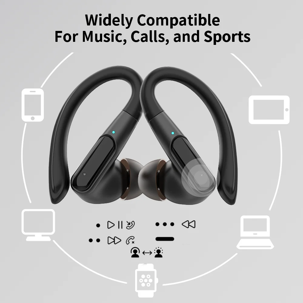 Auriculares inalámbricos para correr, audífonos TWS con Bluetooth, estéreo de graves profundos HD, impermeables, deportivos, aislamiento de sonidos - imagen 5