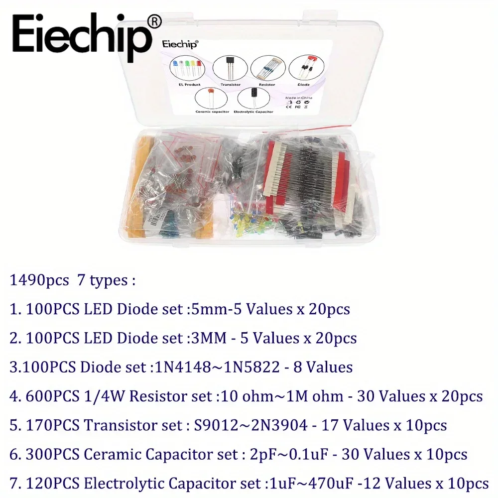Kit de cerámica de condensador electrolítico, conjunto de resistencias de grupo de diodos LED, Transistor, J02D, J02E, J02J, J02B, J01I, J01H, U01Q