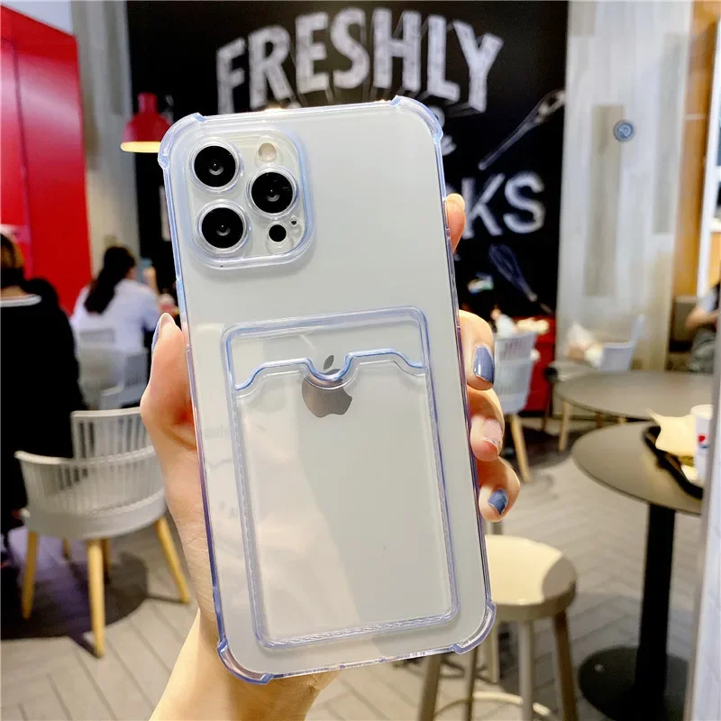 Funda con bolsillo para tarjetas para Xiaomi Mi 14T Pro 14T, funda a prueba de golpes con cojín de aire, suave y transparente, Protector completo de cámara de TPU, Fundas Coque - imagen 3