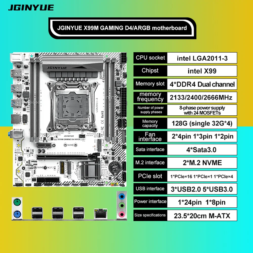 Placa base serie JGINYUE X99M, 6 tipos de placa base para ordenador, compatible con placa base procesador serie INTEL LGA2011-3 PIN, 1 ud. - imagen 3