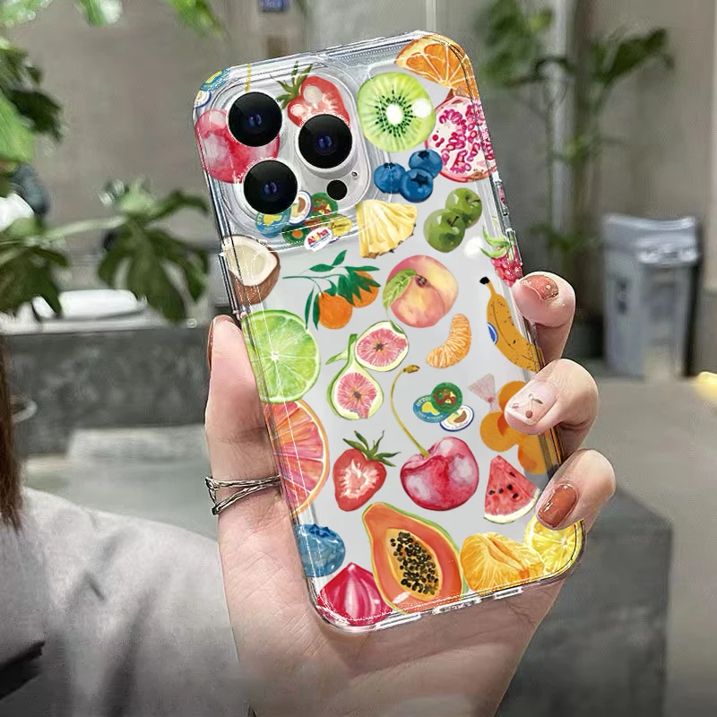 Funda de teléfono transparente con diseño de frutas de cobertura completa de TPU para iPhone 11 12 13 14 15 16 Pro Max XS X XR 7 8 Plus SE 2025 2020 - imagen 5