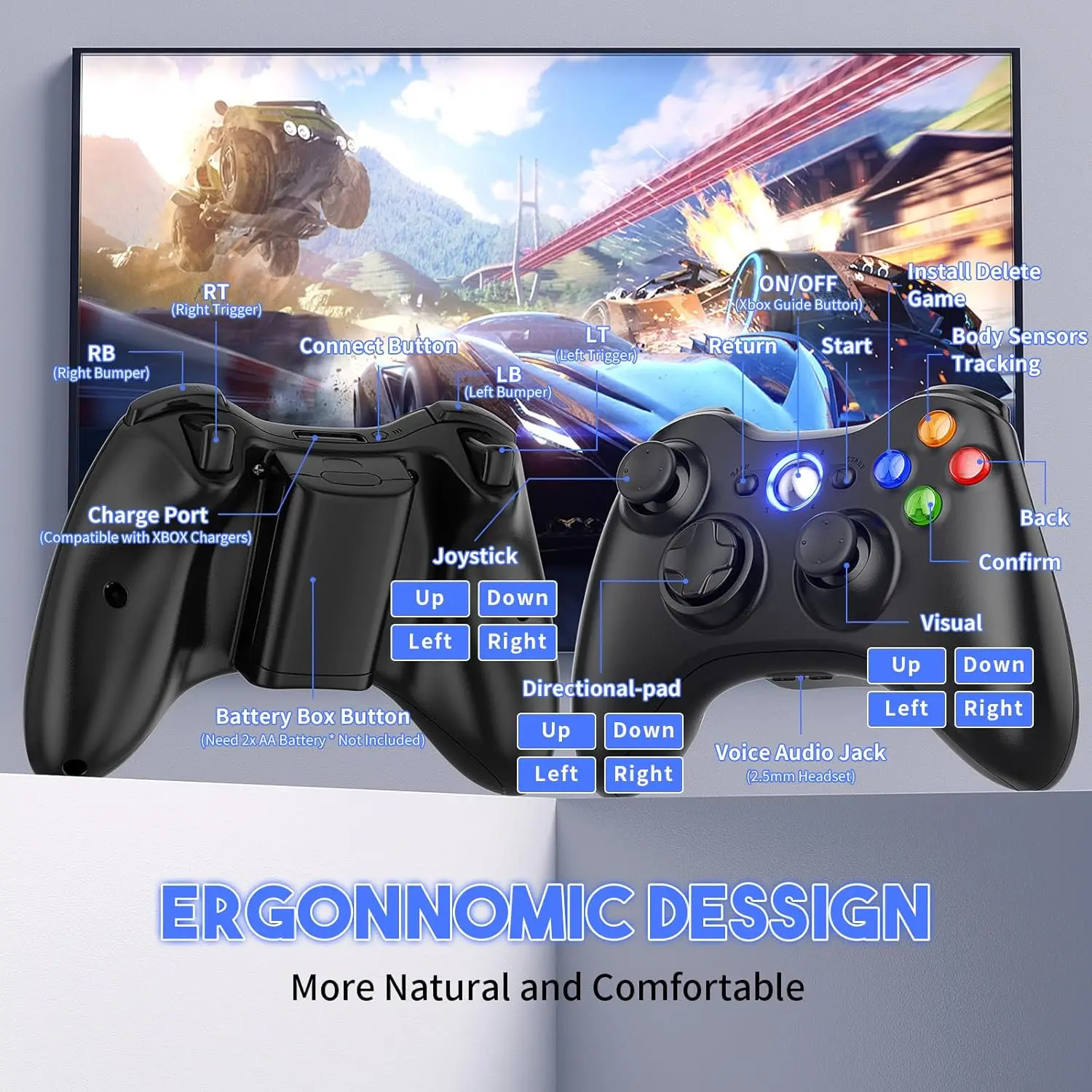 Controlador inalámbrico para consola Xbox 360 con vibración para Xbox 360 Slim Gamepad para PC WIN 7/8/10 Joystick Joypad - imagen 4