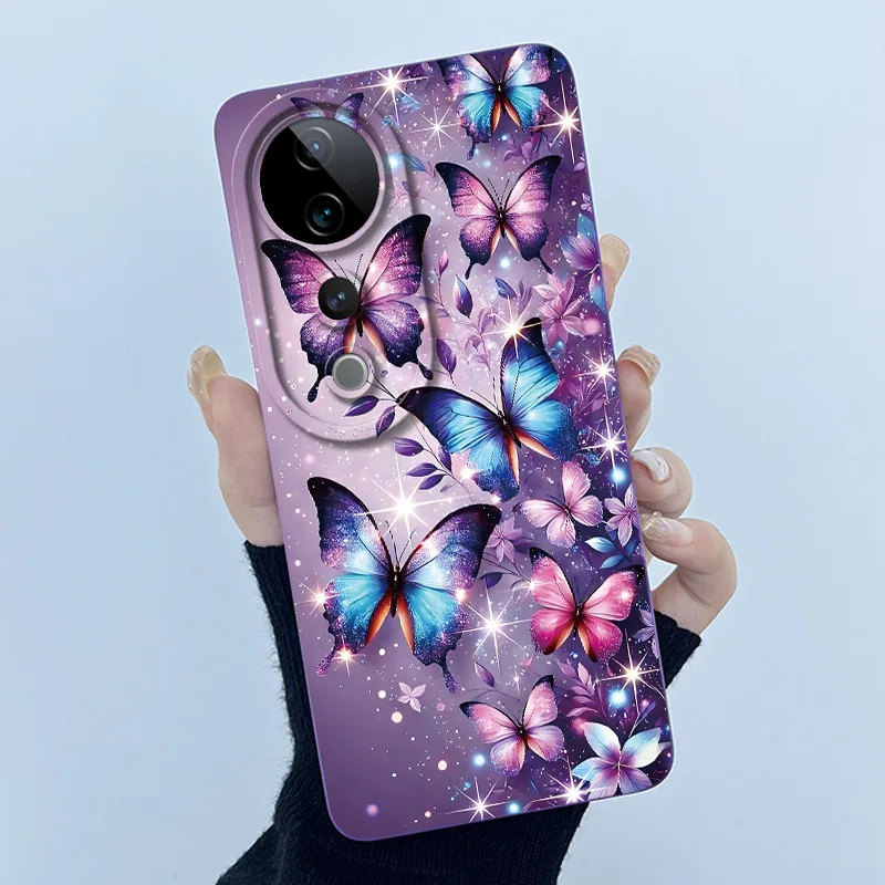 Para vivo V40 funda vivo V40 Pro V40e funda de teléfono Vivo iQOO Z9S 5G moda simplicidad flor a prueba de golpes carcasa protección contraportada - imagen 5