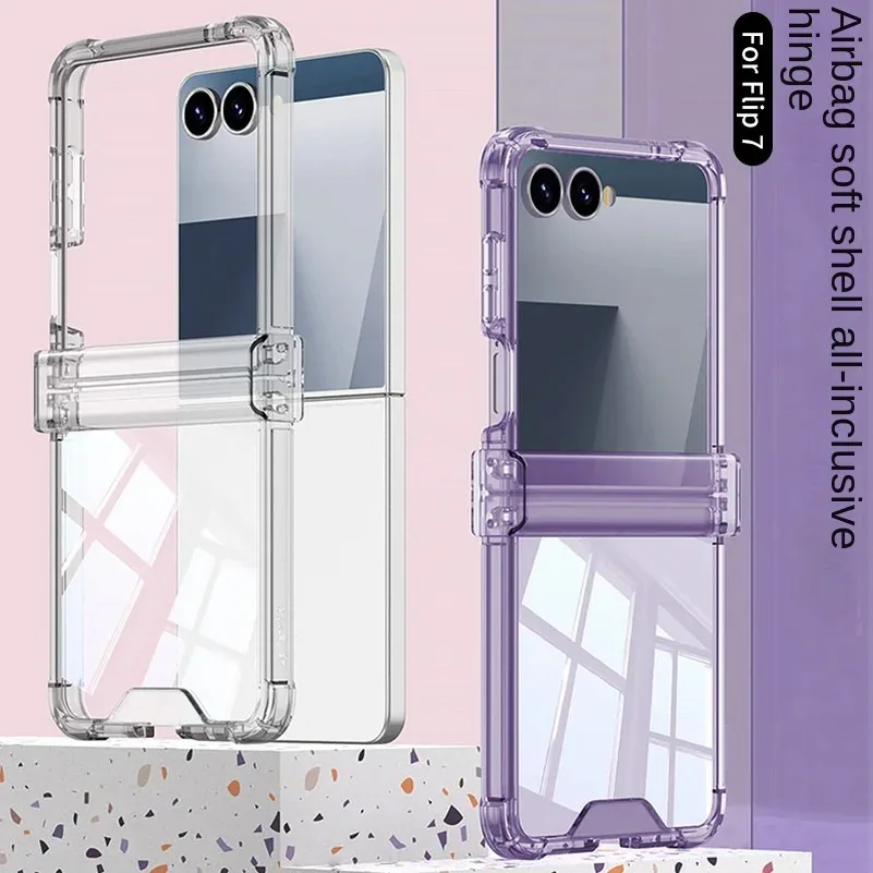 Funda de teléfono anticaída de cuatro esquinas con bisagras todo incluido para Samsung Galaxy Z Flip 7 FE 6 5 flip7 contraportada transparente a prueba de golpes - imagen 2