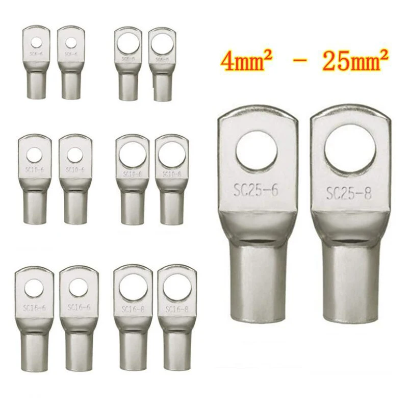 60 uds/SC6-6 SC10-8 SC16-8 SC25-8 Kit de terminales de Cable de cobre agujero de perno terminales de Cable estañado terminales de batería conectores de Cable de punta de cobre - imagen 2