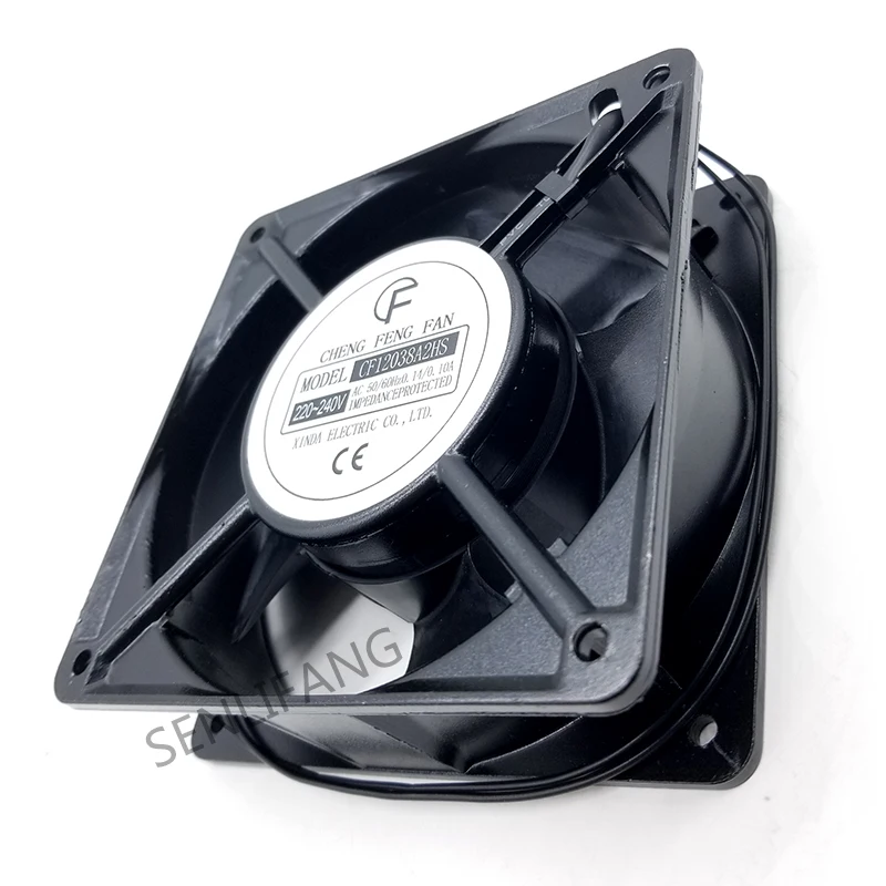 Ventilador de refrigeración, cojinete de aceite, 2 cables, CF12038A2HS AC 220V-240V 0.14A/0.1A 50/60HZ 12038 12cm 120*120*38mm