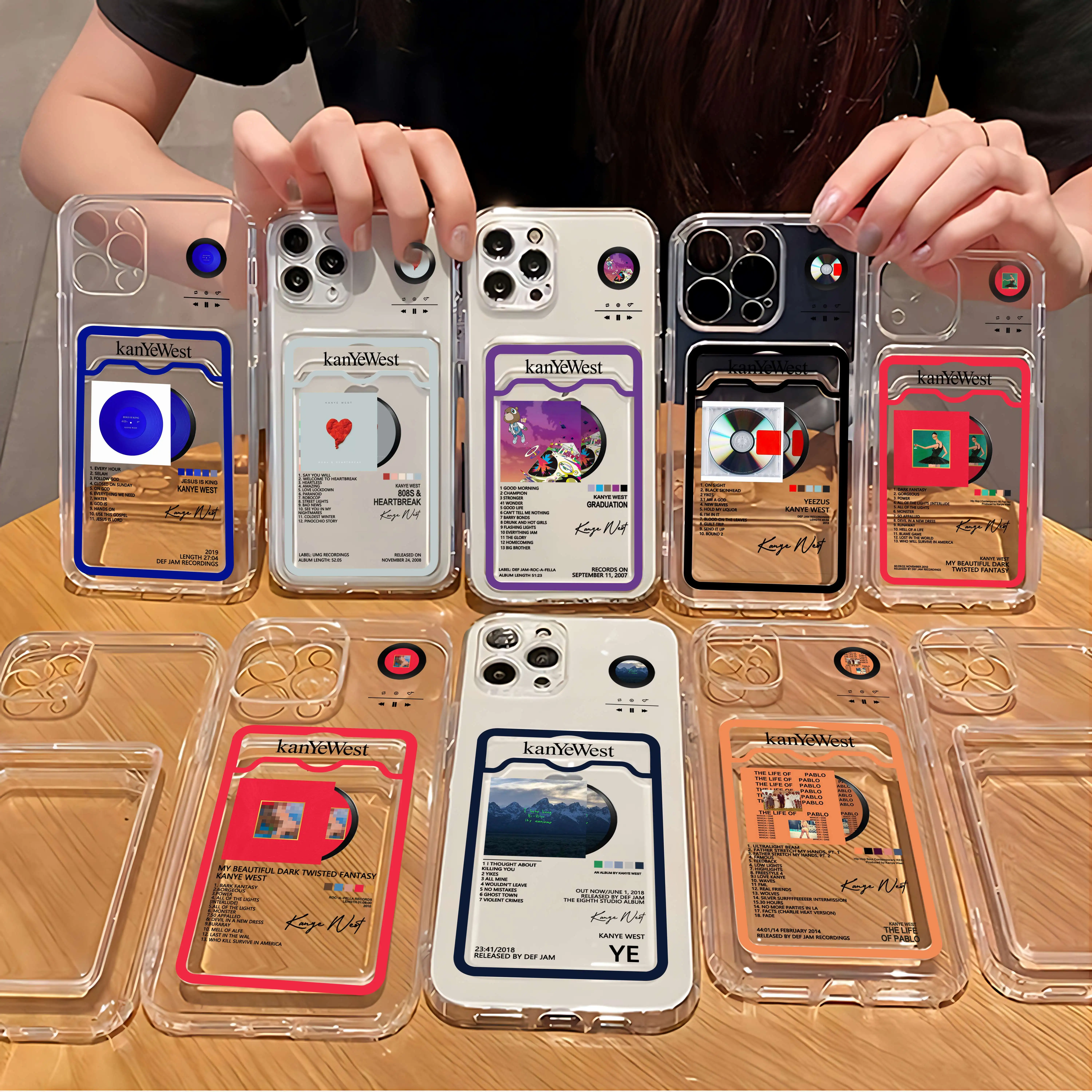 Funda transparente para tarjetas de álbum, carcasa para OPPO A16, A15, A74, A54, A98, Reno 6, 7, 8, Realme, C55, C53, C35, C33, C31, 9I, 5G, Kanye West