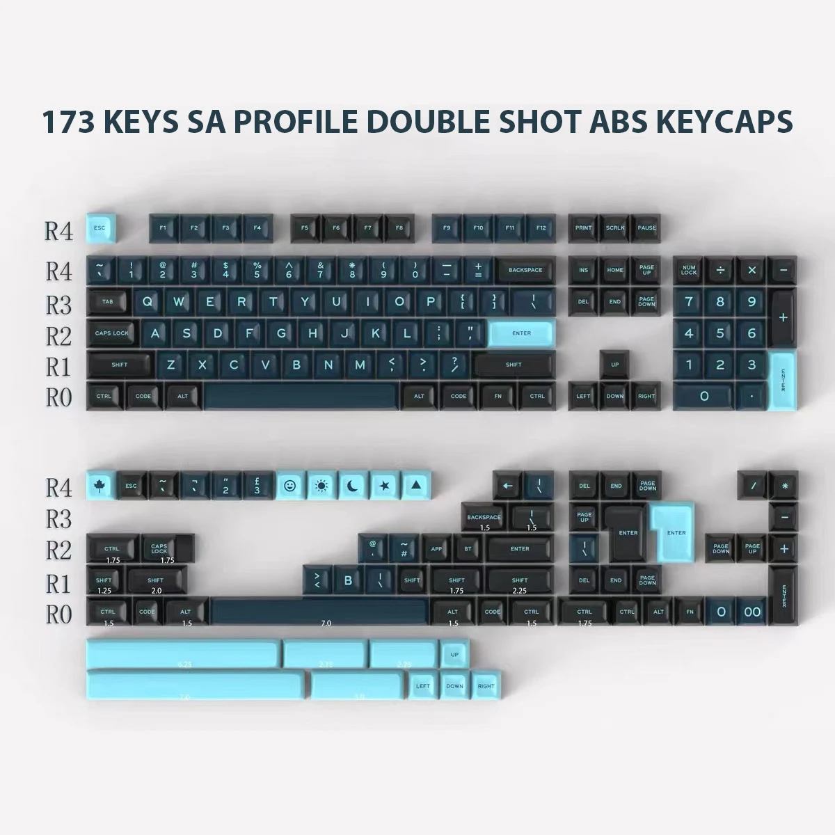 Teclas de teclado SA Profile Monster, teclas ABS de doble disparo personalizadas, 173 teclas para interruptores Cherry MX, Teclado mecánico para jugar