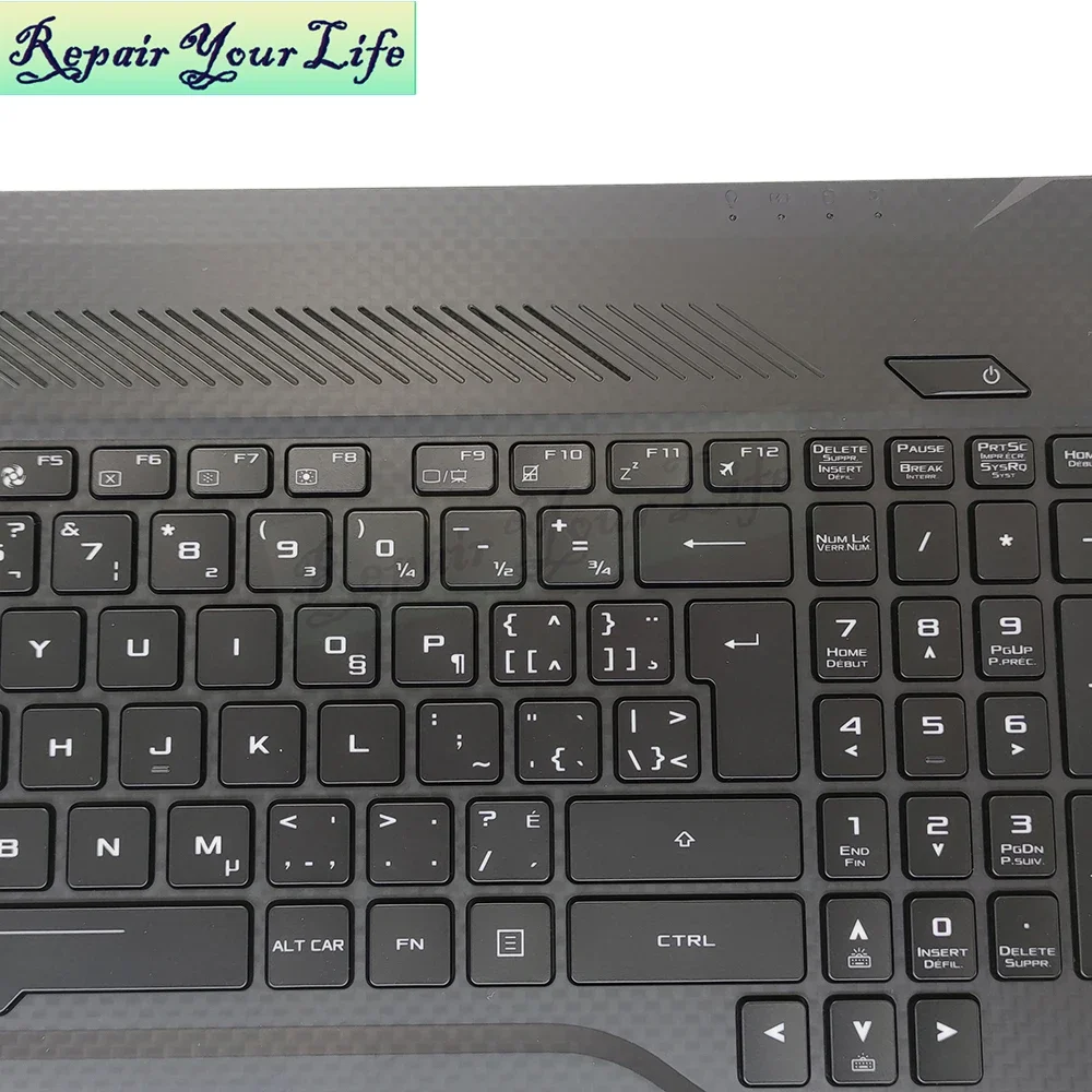 GK/CF Teclado retroiluminado, reposamanos para Asus GL703, ROG Strix, GL703V, GL703VD, Grecia, teclado francés canadiense, 90NB0CM1-R31C80 - imagen 2