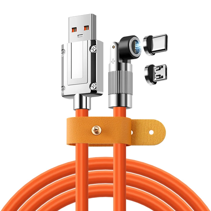 Cable magnético giratorio 540 para teléfono móvil, cargador magnético de carga rápida 6A, USB tipo C, Cable Micro DE 8 pines para iPhone y Xiaomi - imagen 4