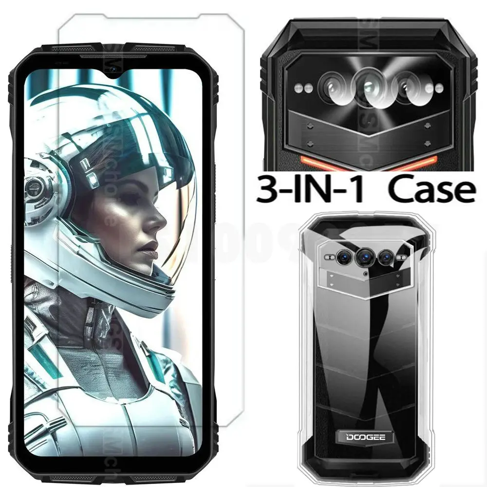 Funda 3 en 1 + cámara de vidrio templado para Doogee V Max Plus, Protector de pantalla de vidrio para Doogee V Max 2.5D - imagen 2