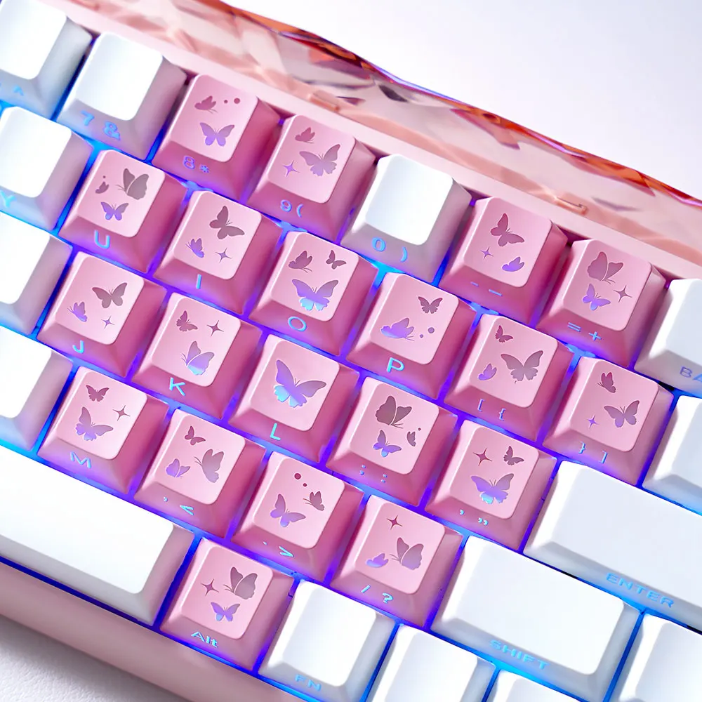 Teclas Translúcidas en Forma de Corazón, Color Rosa, 21 Teclas, Impresión Lateral, Acabado Satinado con Brillo Suave, Perfil Cherry, para DIY - imagen 2