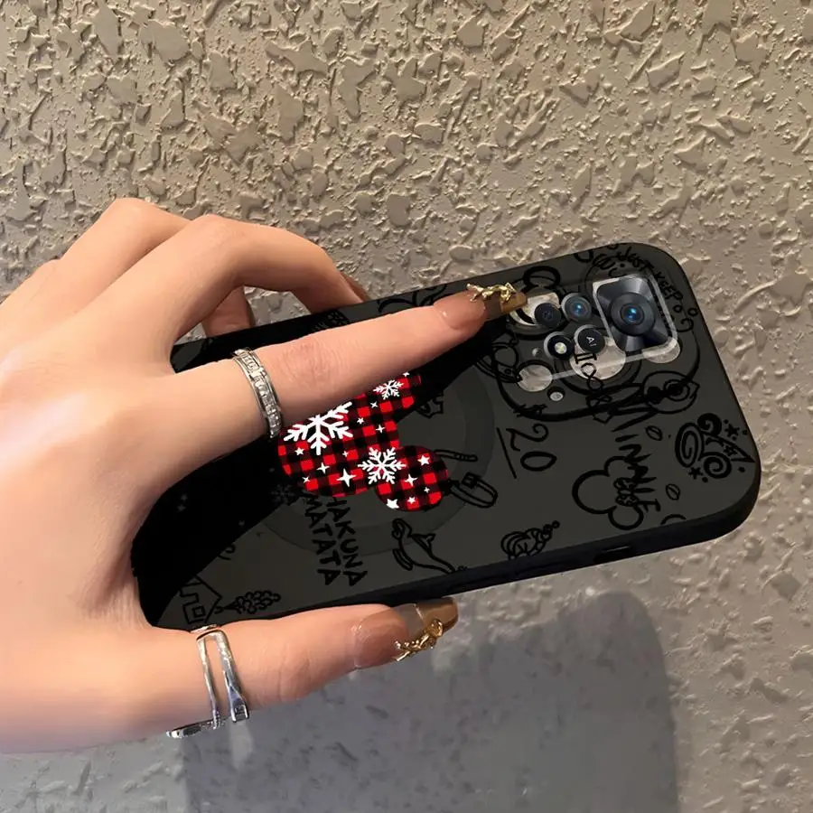 Funda de teléfono suave negra para Xiaomi Redmi Note 9S 7 8 10S 13 14 Pro Plus 12s 9 10 11 12 Pro 11s lindo Mickey Minnie Navidad - imagen 4