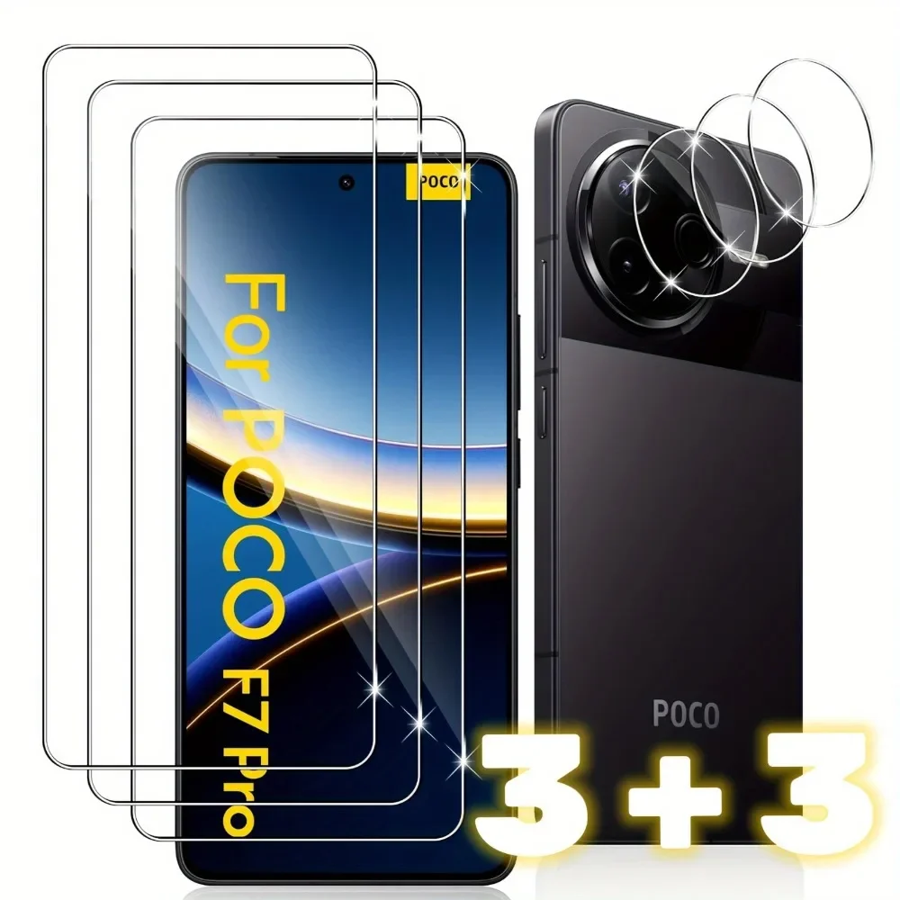 3 uds vidrio templado + 3 uds Protector de cámara templado para Xiaomi Pcoc F7 Pro Pcoc F7 Ultra X7 Pro M7 X6 C71 película protectora de pantalla