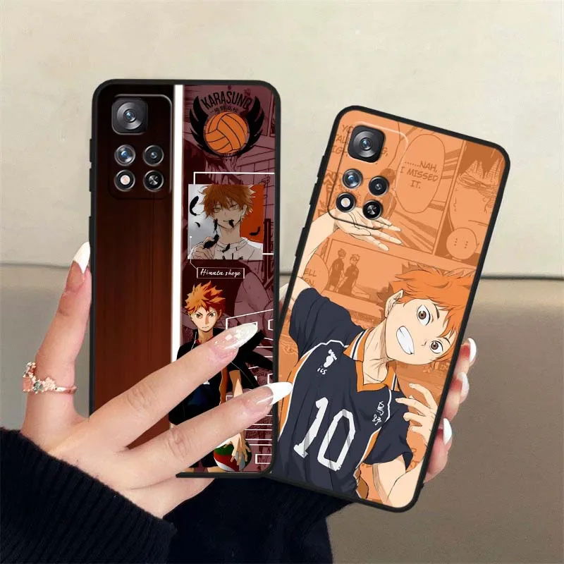 Shoyo Hinata Anime para Xiaomi Redmi Note 11T 11 11S 11SE 10 10T 10S 9S 9 9T 8T 8 Lite Pro Plus Max funda de teléfono negra - imagen 2