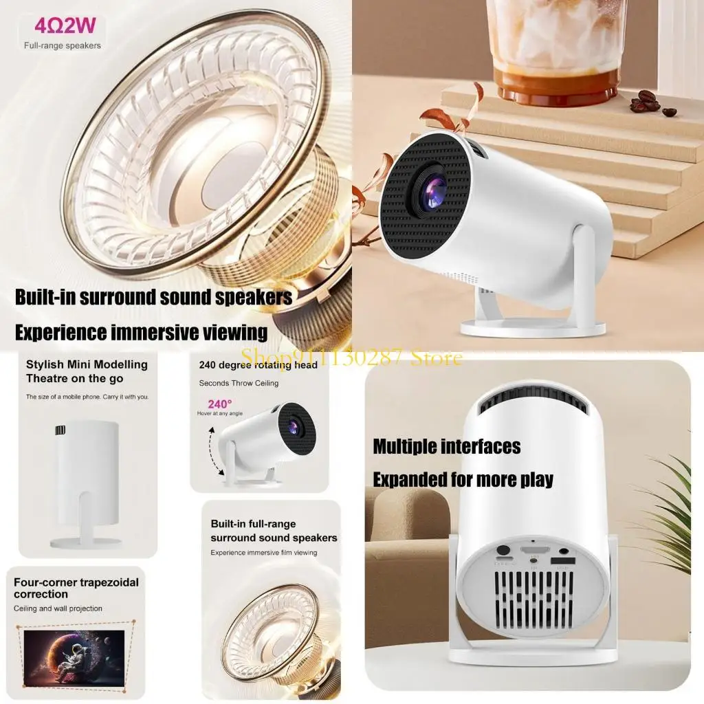 J1HC Mini proyector con alimentación USB, lente giratoria 240, corrección automática para entretenimiento