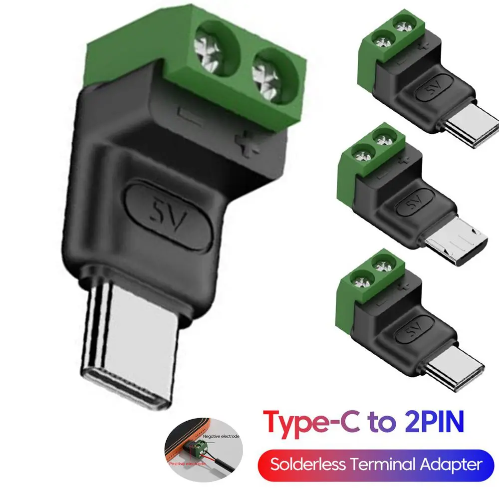 Adaptador de Terminal verde sin soldadura tipo C macho a 2 pines 5V conector rápido USB para conversión de carga de teléfono móvil y ordenador - imagen 3