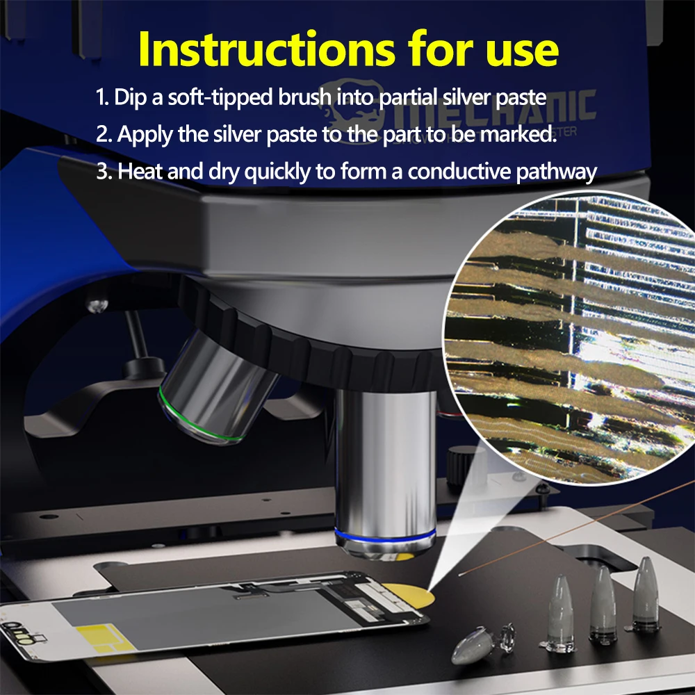 Pasta de plata conductora mecánica NANO20, baja resistencia para reparación de teléfonos móviles, herramienta de reparación de circuito de pantalla verde de pantalla amarilla - imagen 3