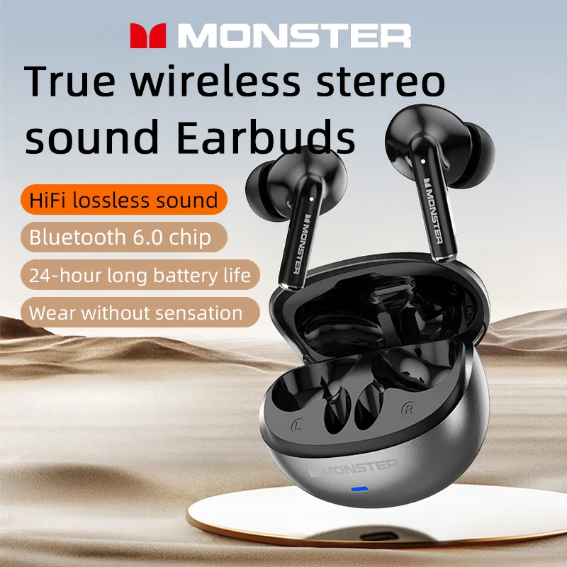 Monster MQT39 auriculares inalámbricos Bluetooth 6,0 TWS auriculares estéreo de alta fidelidad auriculares para juegos con reducción de ruido auriculares deportivos con micrófono - imagen 3