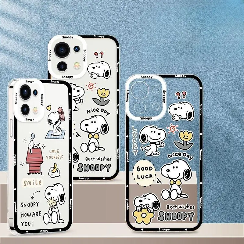 Bonita funda transparente de Snoopy para Samsung Galaxy A15 A25 A14 A13 A12 A33 A11 A03 A04 A05 A05S A03S A04E A10 A20S A22 A32 A50 A51 M54 - imagen 3
