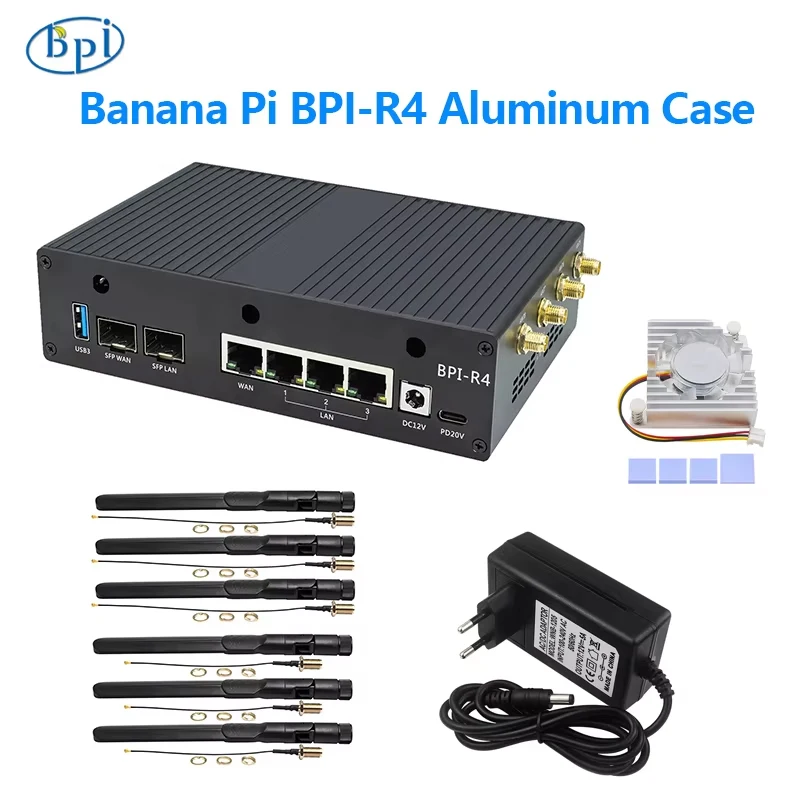 Caja de aluminio Banana Pi BPI-R4, carcasa de Metal opcional para placa de desarrollo Banana Pi BPI-R4