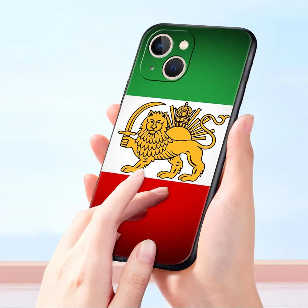 Funda de teléfono de lujo con bandera de Irán para iPhone 17 Air 16 Plus 13 15 14 12 11 Pro MAX 7 8 SE, funda negra de TPU suave - imagen 5