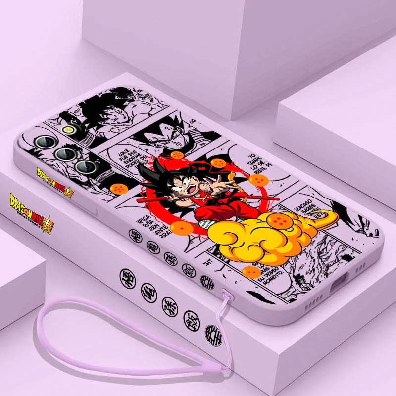 D-Dragon Ball Son Goku dibujos animados para Samsung Galaxy S25 S24 S23 S22 S21 S10 FE Plus Ultra 5G cubierta de la caja del teléfono de cuerda izquierda líquida - imagen 5