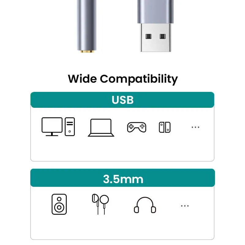 NIERBO-Adaptador de conector de Audio USB A 3,5mm, TRRS A 3,5mm, auriculares, tarjeta de sonido estéreo externa - imagen 5