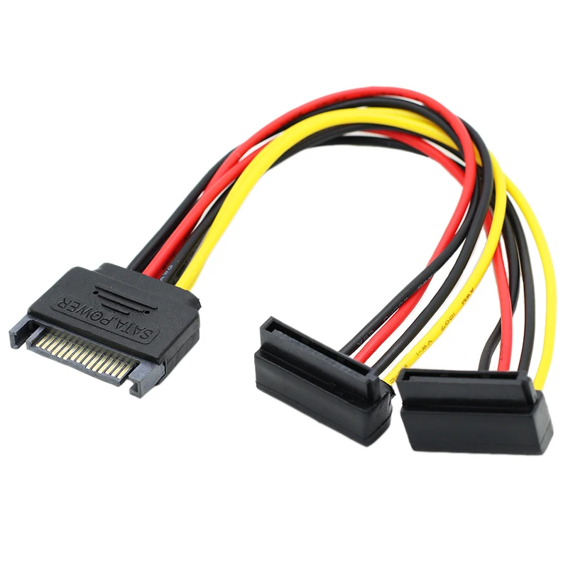 Cable de alimentación SATA de codo recto de 90 grados, adaptador de conector divisor HDD de 15 pines macho a 2x15P hembra Y 15 Pines, 20CM, 1 piezas - imagen 4