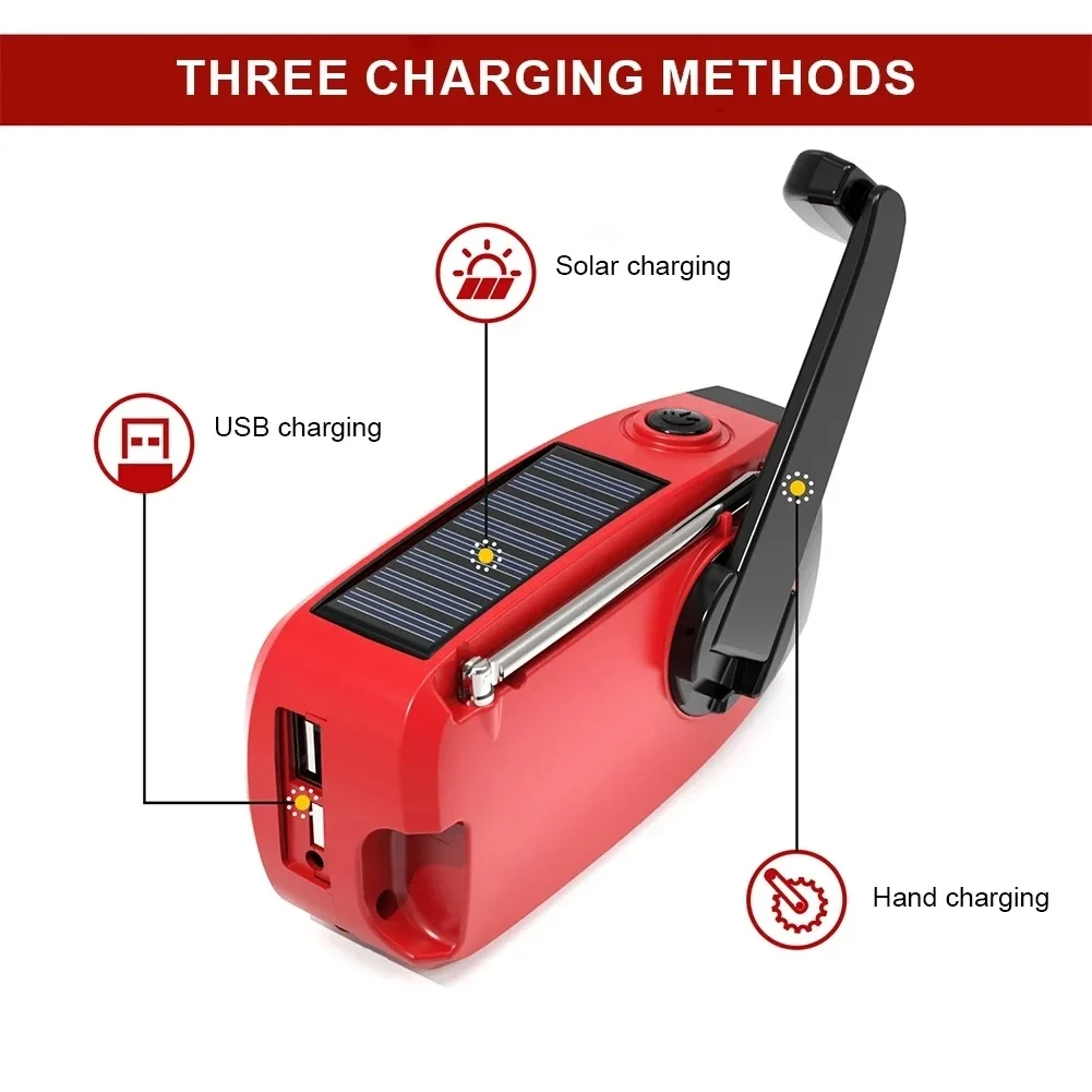 Actualización de Radio multifunción manivela Solar USB FM/AM/NOAA WB Radio meteorológica linterna de emergencia 2000 mAh energía móvil - imagen 5