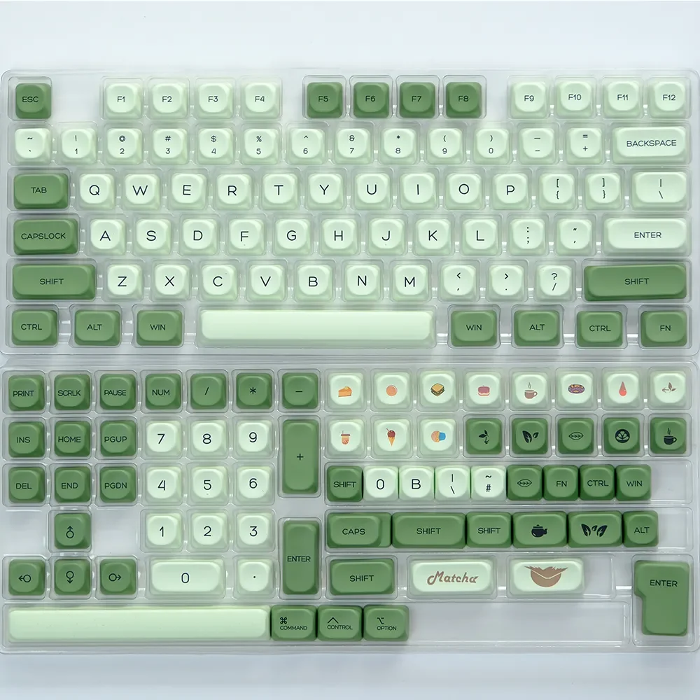 135 teclas Matcha verde KOA MOA perfil Keycaps japonés coreano tinte-Sub PBT Keycap para Cherry Mx Switch Teclado mecánico 7U ISO